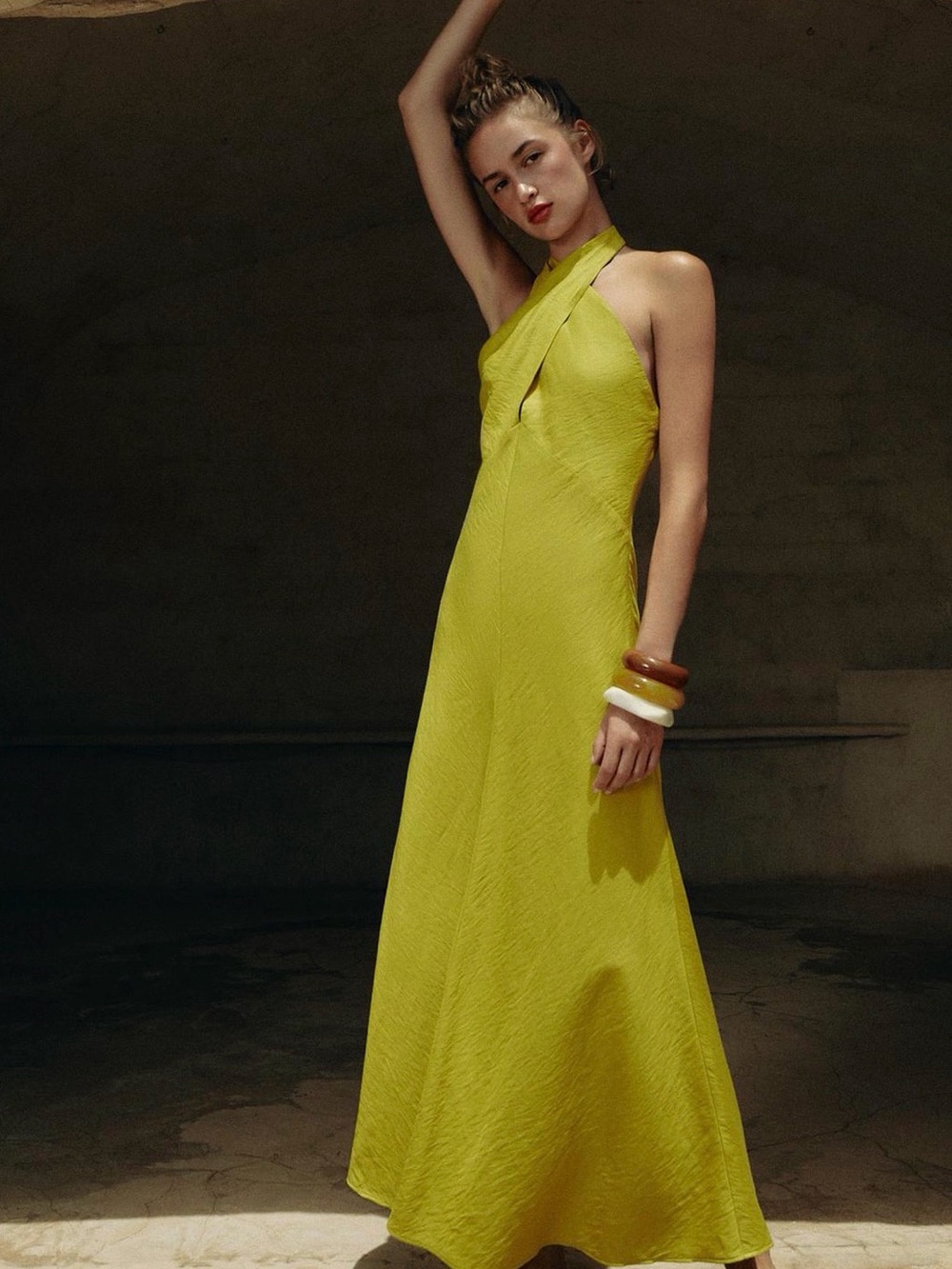 Zara Linen Wrap Halter Maxi Dress - Picture 5 of 8